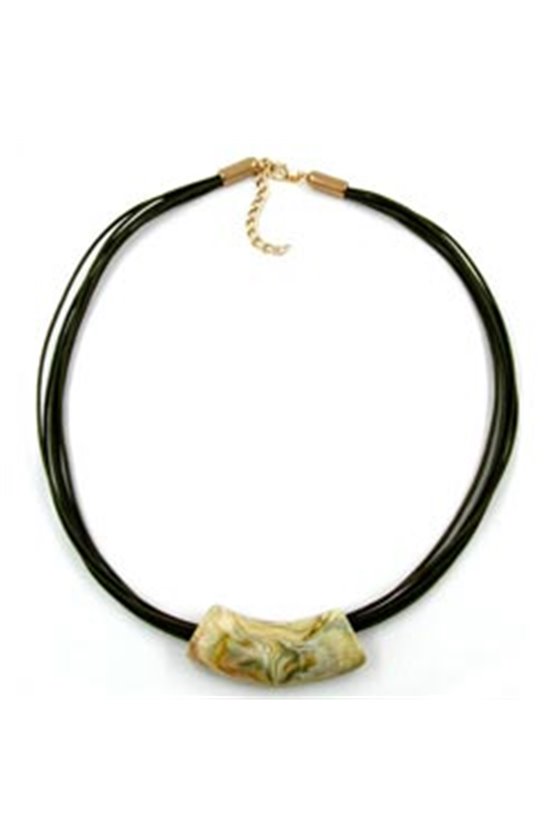 NECKLACE TUBE FLAT CURVED BEIGE-OLIVE 50CM