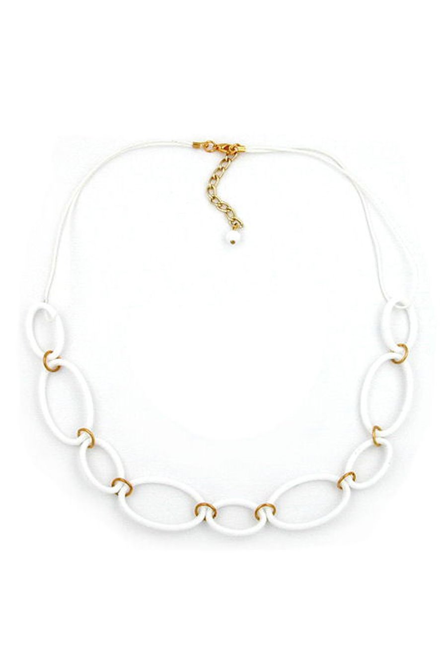 NECKLACE OVAL RINGS WHITE 50CM