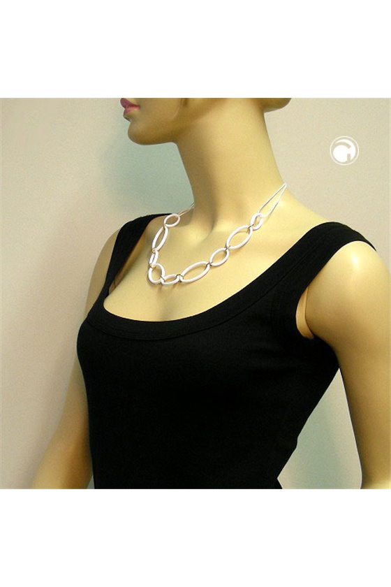 NECKLACE OVAL RINGS WHITE 50CM
