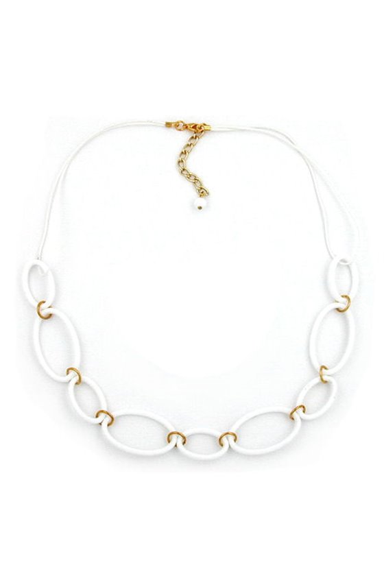 NECKLACE OVAL RINGS WHITE 50CM
