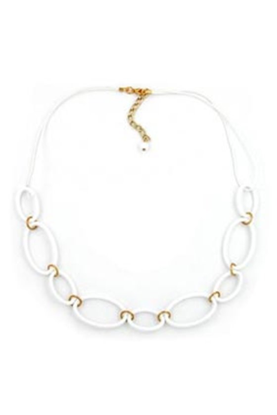 NECKLACE OVAL RINGS WHITE 50CM