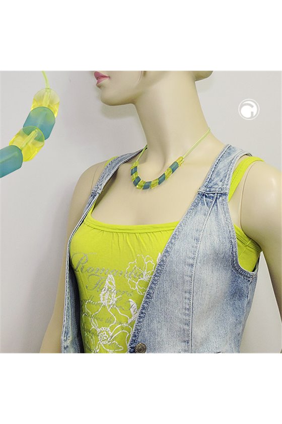 NECKLACE SLANTED BEAD TURQUOIUSE GREEN