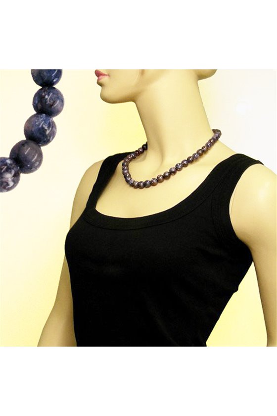 NECKLACE BEADS 12MM GREY-LILAC