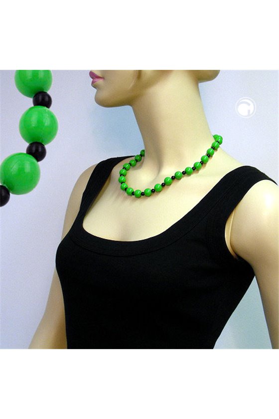 NECKLACE BEADS GREEN/ BLACK