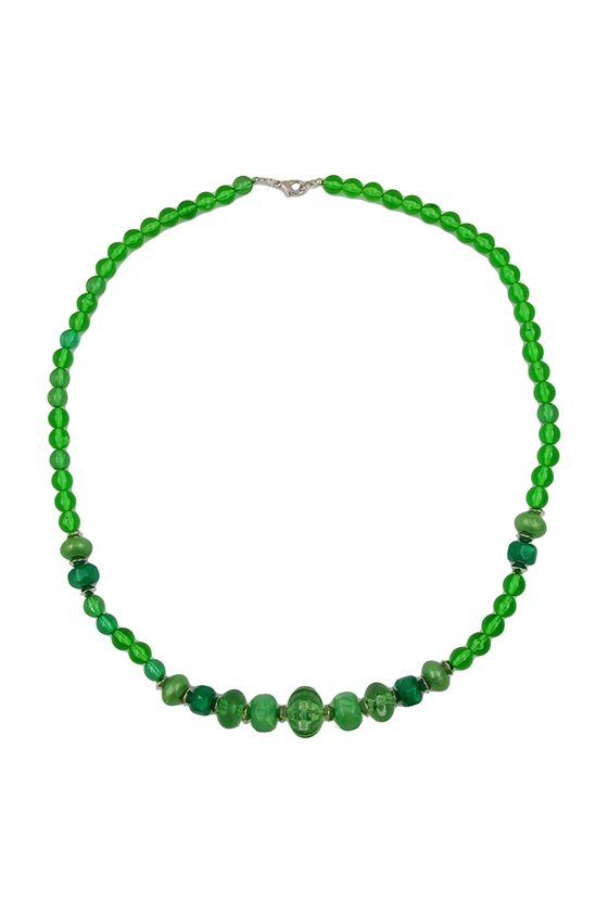 NECKLACE BEADS GREEN 60CM