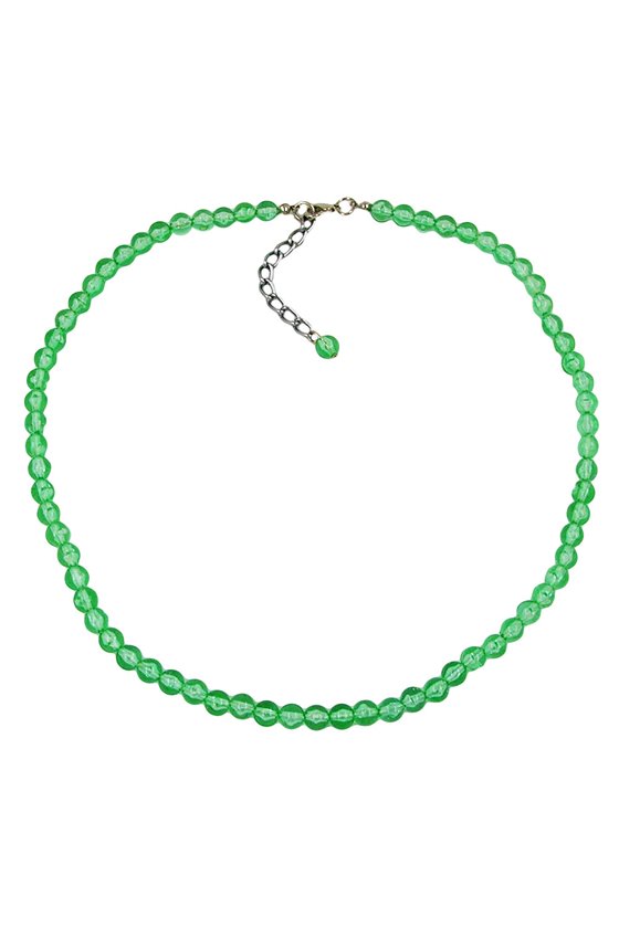 NECKLACE BEADS 6MM GREEN/TRANSPARENT