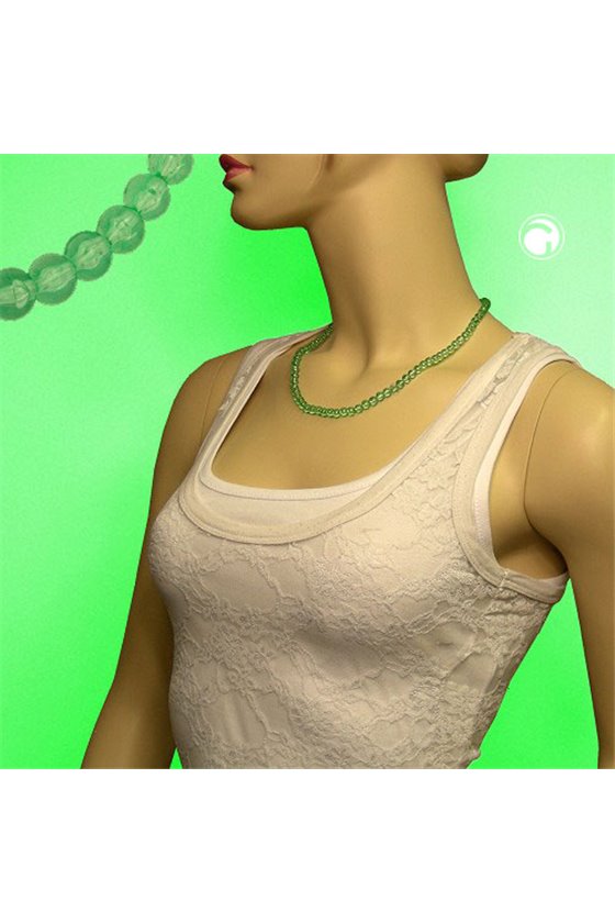 NECKLACE BEADS 6MM GREEN/TRANSPARENT