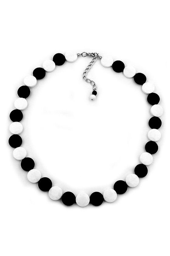 NECKLACE ROUND DISKS 13MM BLACK/ WHITE