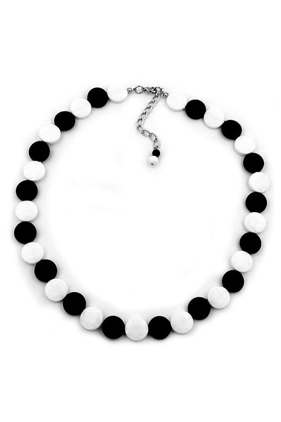 NECKLACE ROUND DISKS 13MM BLACK/ WHITE