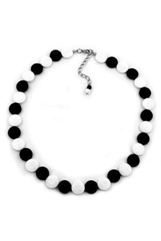 NECKLACE ROUND DISKS 13MM BLACK/ WHITE