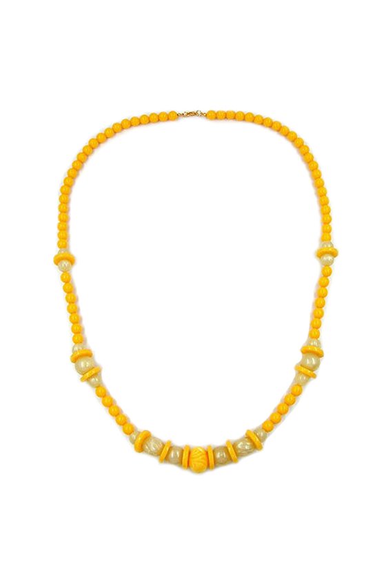 NECKLACE ENGRAVED BEAD YELLOW 75CM