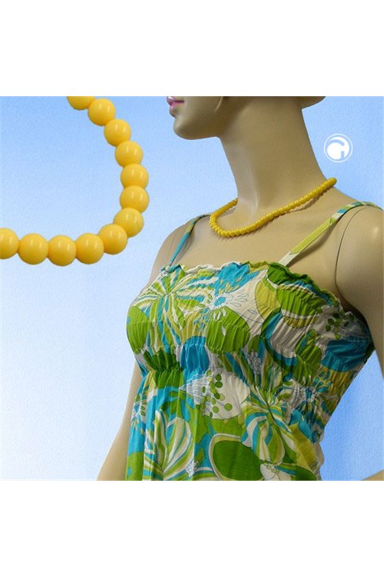NECKLACE BEADS 8MM YELLOW GLOSSY