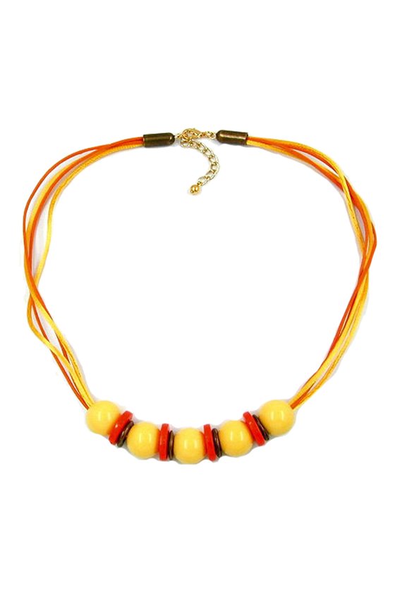 NECKLACE 5 BEADS YELLOW/ ORANGE