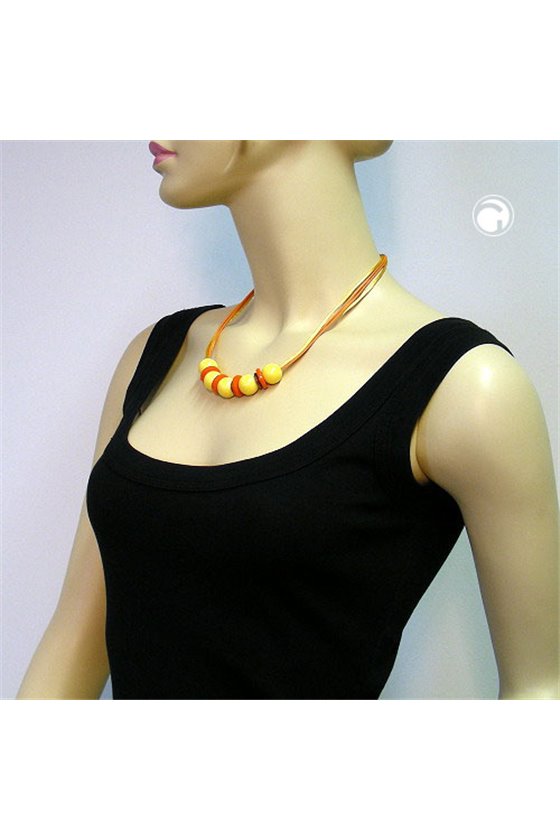 NECKLACE 5 BEADS YELLOW/ ORANGE