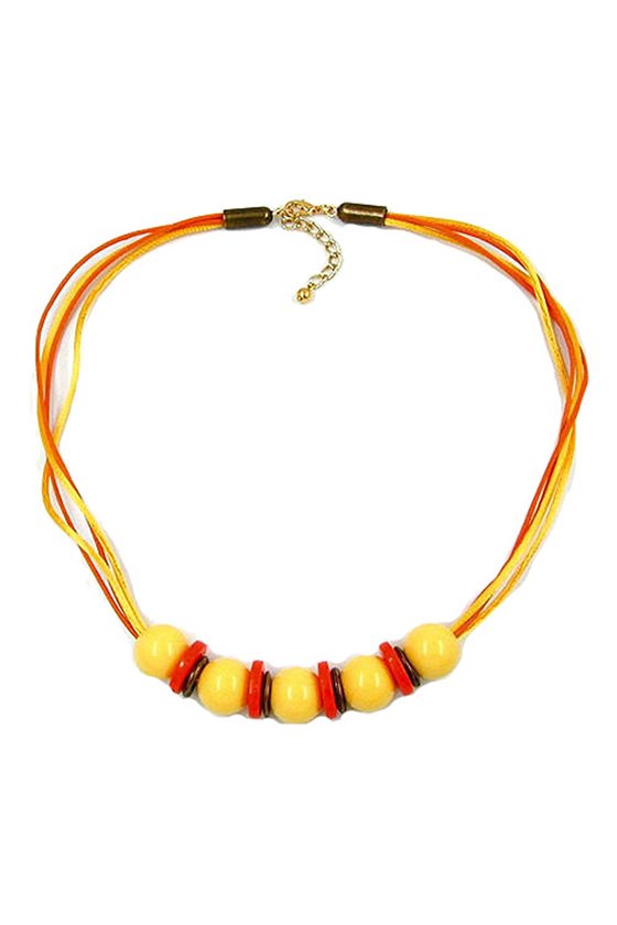 NECKLACE 5 BEADS YELLOW/ ORANGE