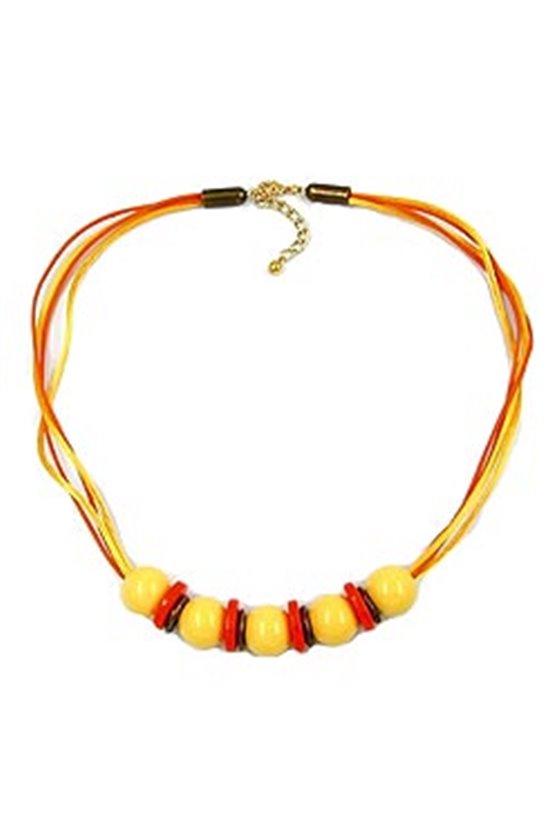 NECKLACE 5 BEADS YELLOW/ ORANGE