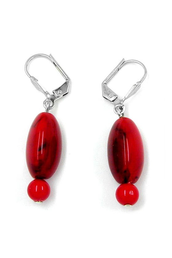 LEVERBACK EARRINGS RED BLACK