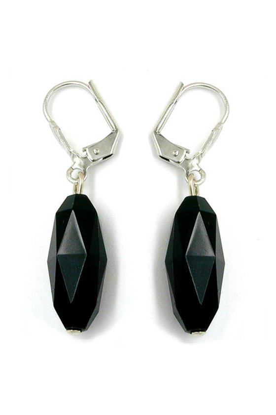 LEVERBACK EARRINGS OLIVE SHAPED BLACK