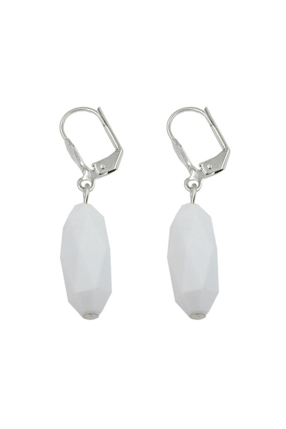 LEVERBACK EARRINGS OLIVE SHAPED WHITE