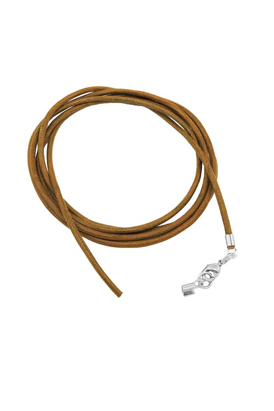 LEATHER CORD OLIVE 2MM 100CM SILVER CLASP