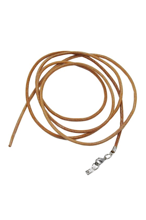 LEATHER CORD NATUR 2MM 100CM SILVER CLASP