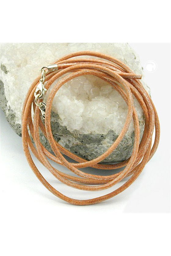 LEATHER CORD NATUR 2MM 100CM SILVER CLASP