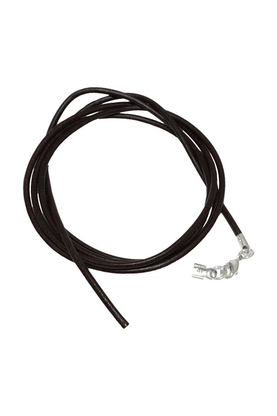 LEATHER CORD BLACK 2MM 100CM SILVER CLASP