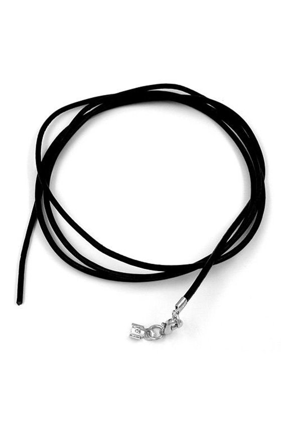 LEATHER CORD BLACK 2MM 100CM SILVER CLASP