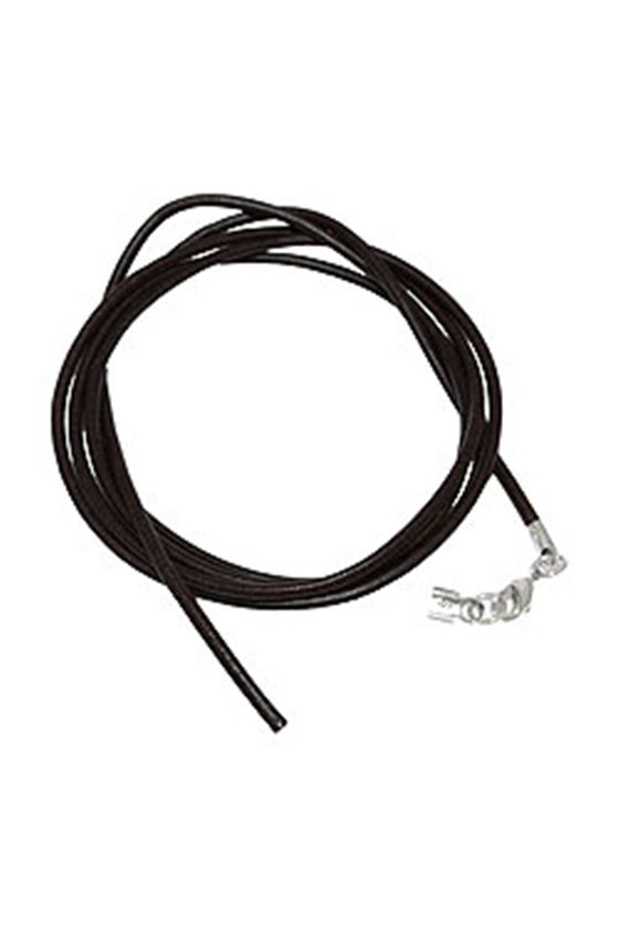 LEATHER CORD BLACK 2MM 100CM SILVER CLASP