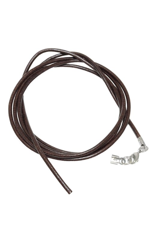 LEATHER CORD BROWN 2MM 100CM SILVER CLASP