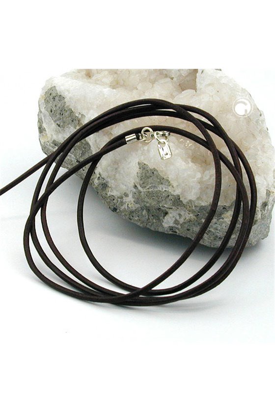 LEATHER CORD BROWN 2MM 100CM SILVER CLASP