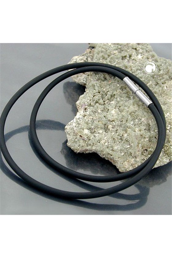 NECKLACE 3MM RUBBER BAYONET CLASP