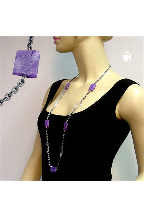 NECKLACE PILLOW LAVENDER-SILVER CRYSTAL 100CM