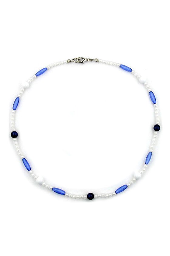NECKLACE BEADS BLUE/WHITE