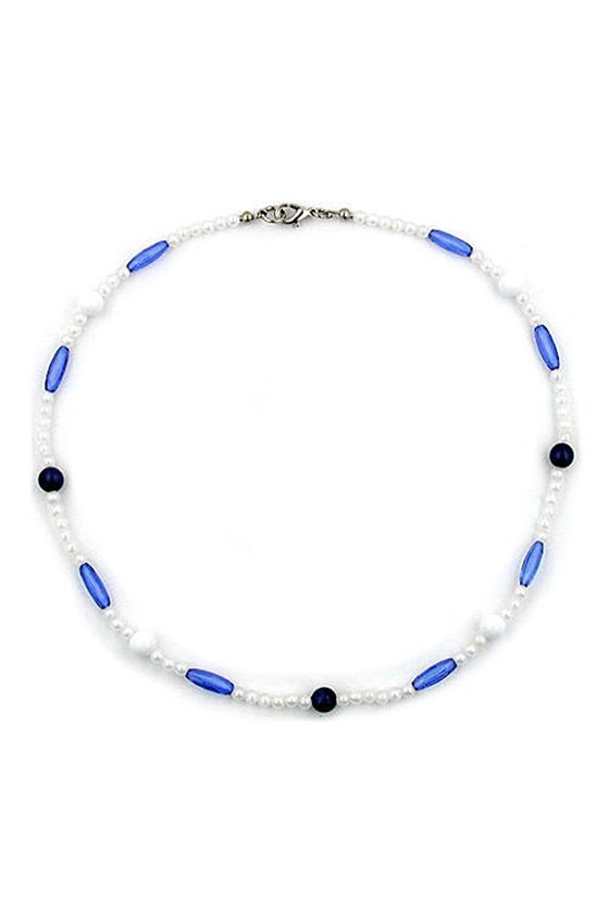 NECKLACE BEADS BLUE/WHITE