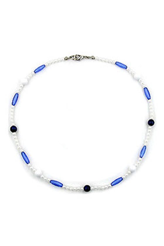 NECKLACE BEADS BLUE/WHITE