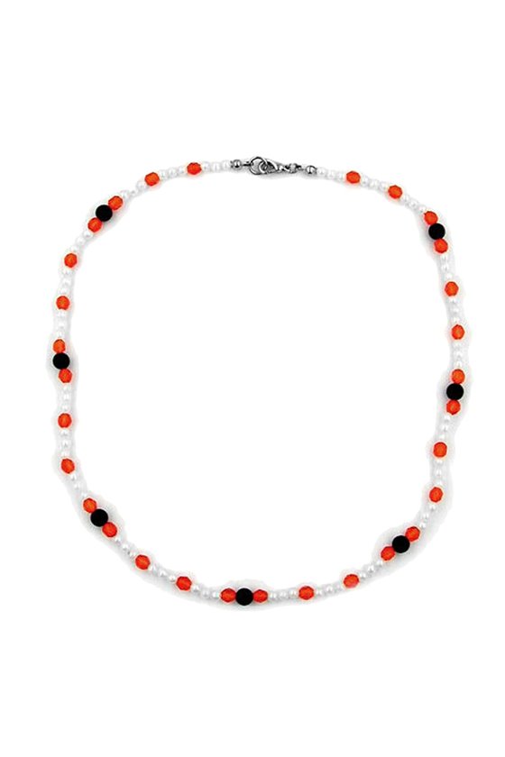 NECKLACE BEADS RED/WHITE/BLACK
