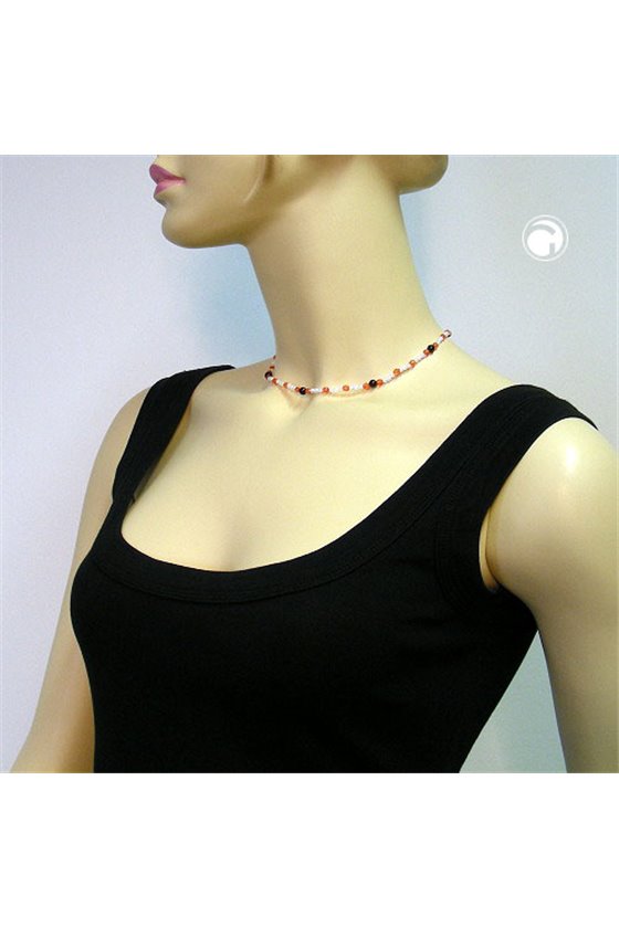 NECKLACE BEADS RED/WHITE/BLACK