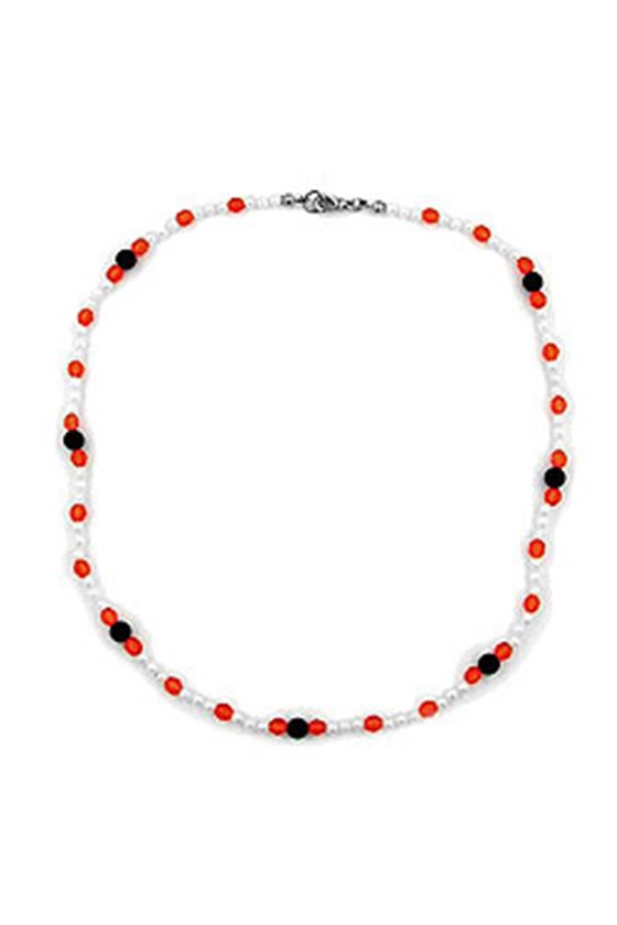 NECKLACE BEADS RED/WHITE/BLACK