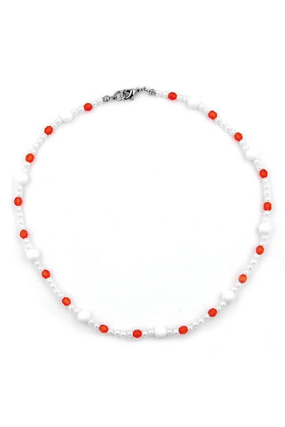 NECKLACE BEADS RED/WHITE