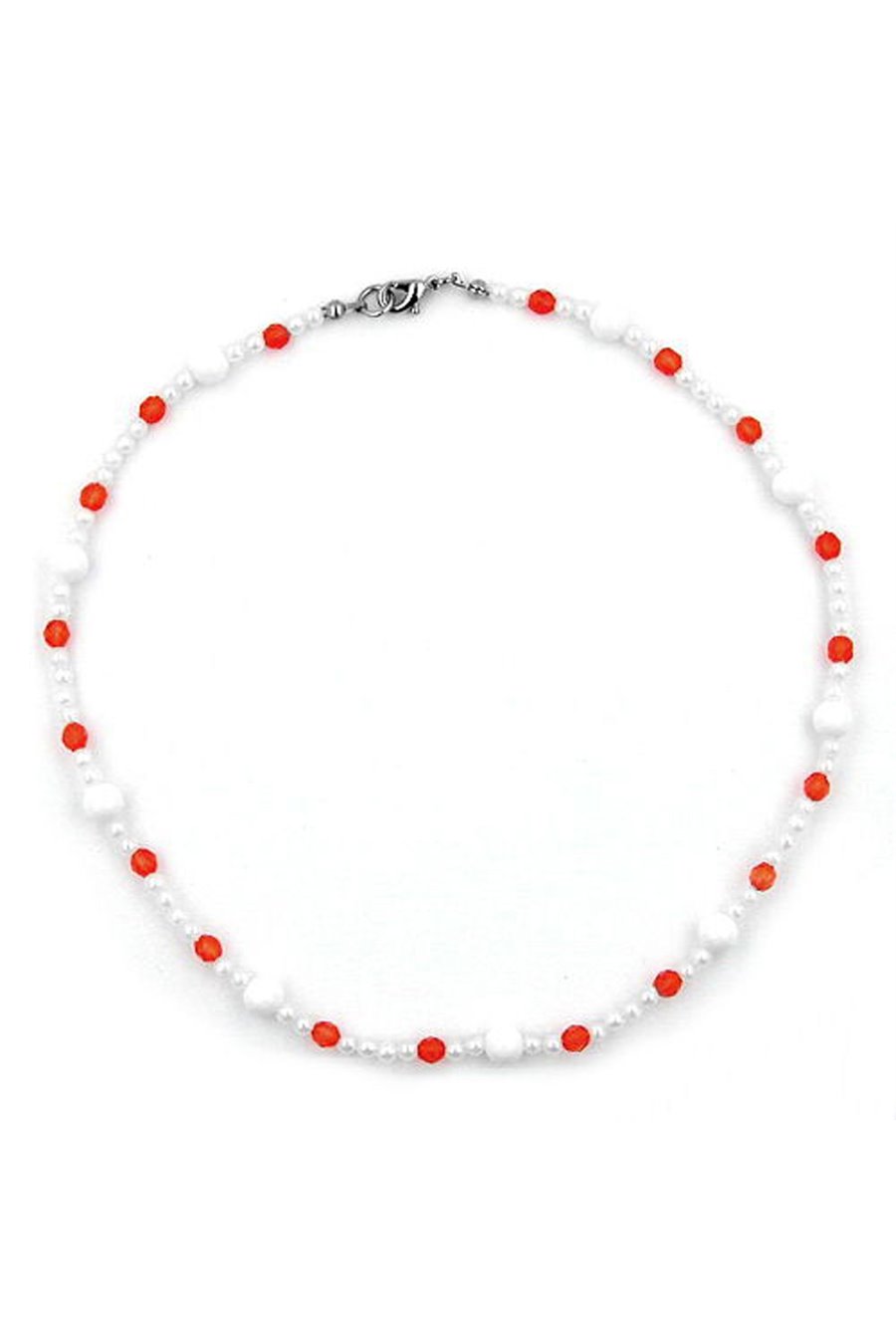 NECKLACE BEADS RED/WHITE
