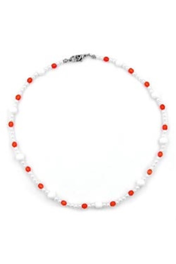 NECKLACE BEADS RED/WHITE