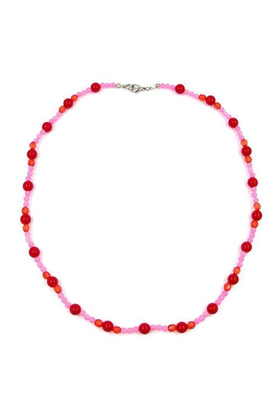 NECKLACE BEADS RED/PINK/ORANGE FOR GIRLS!