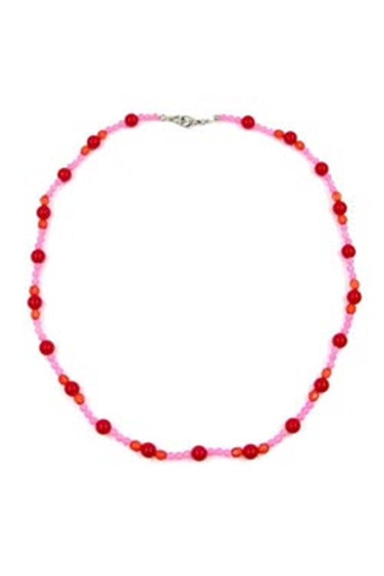 NECKLACE BEADS RED/PINK/ORANGE FOR GIRLS!