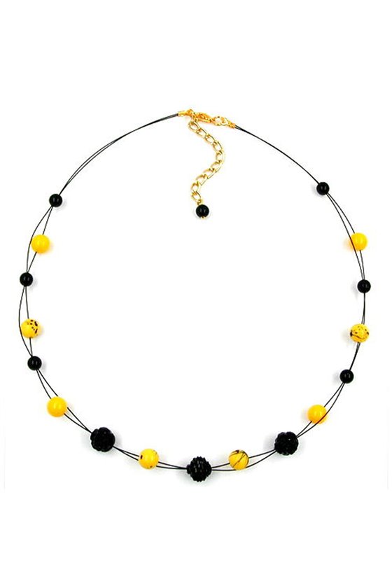 NECKLACE YELLOW AND BLACK BEADS 45CM