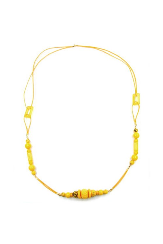 NECKLACE YELLOW BEADS YELLOW CHAIN 100CM