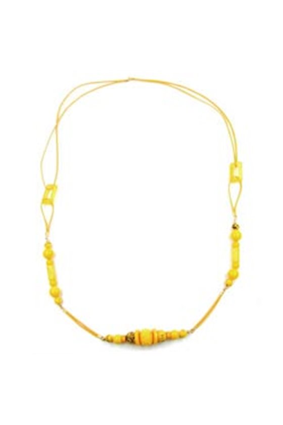 NECKLACE YELLOW BEADS YELLOW CHAIN 100CM
