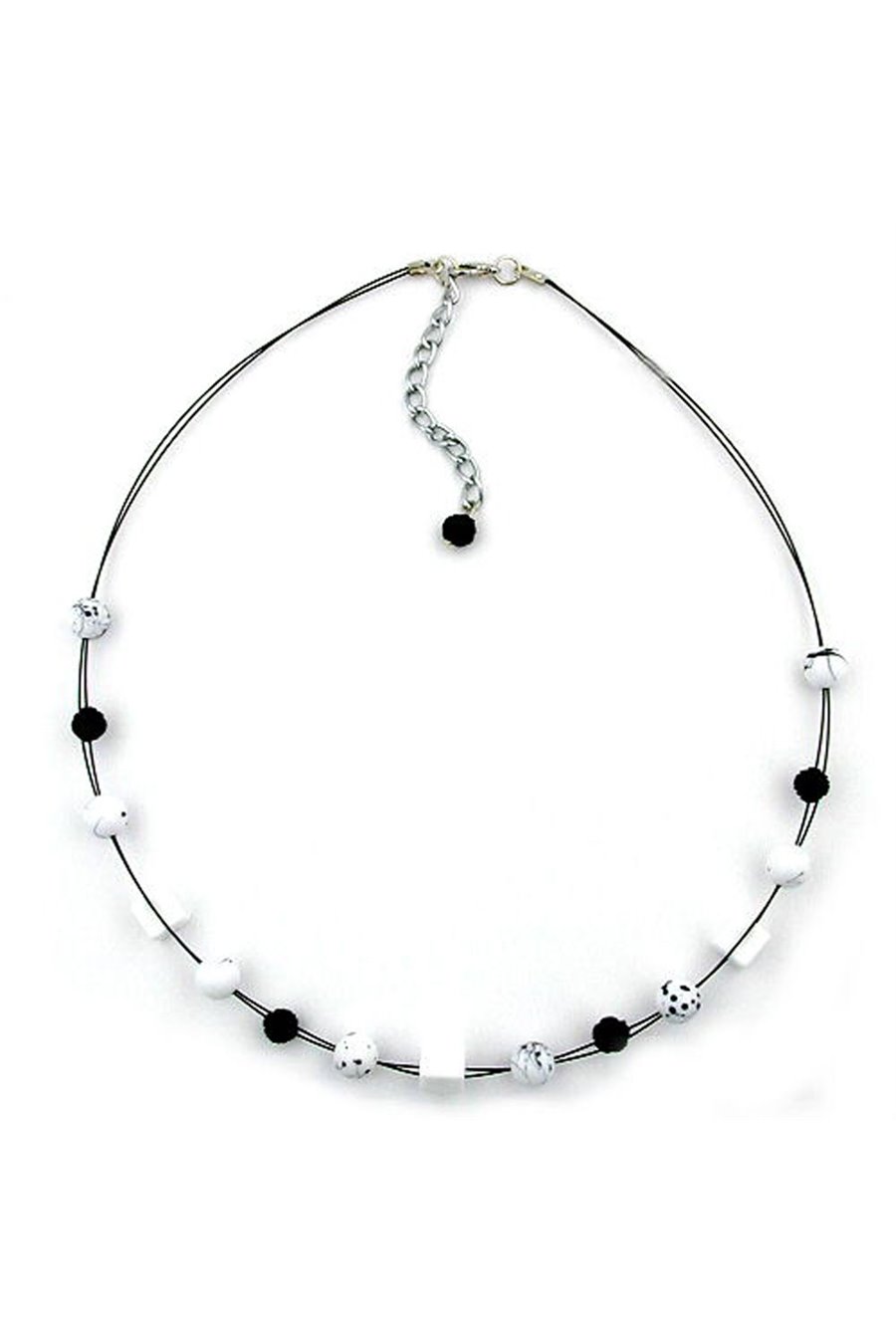 NECKLACE BEADS WHITE BLACK