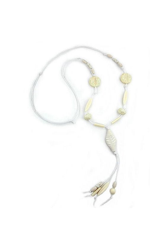 NECKLACE LEAFS BEIGE MATTE 100CM