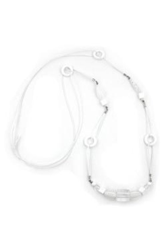 NECKLACE WHITE BEADS & CUBES 100CM